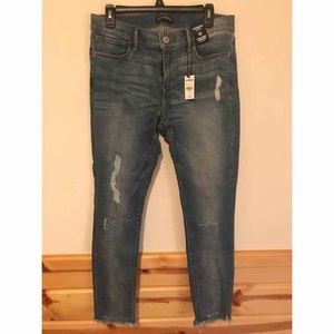 Mid rise cropped, distressed jeans